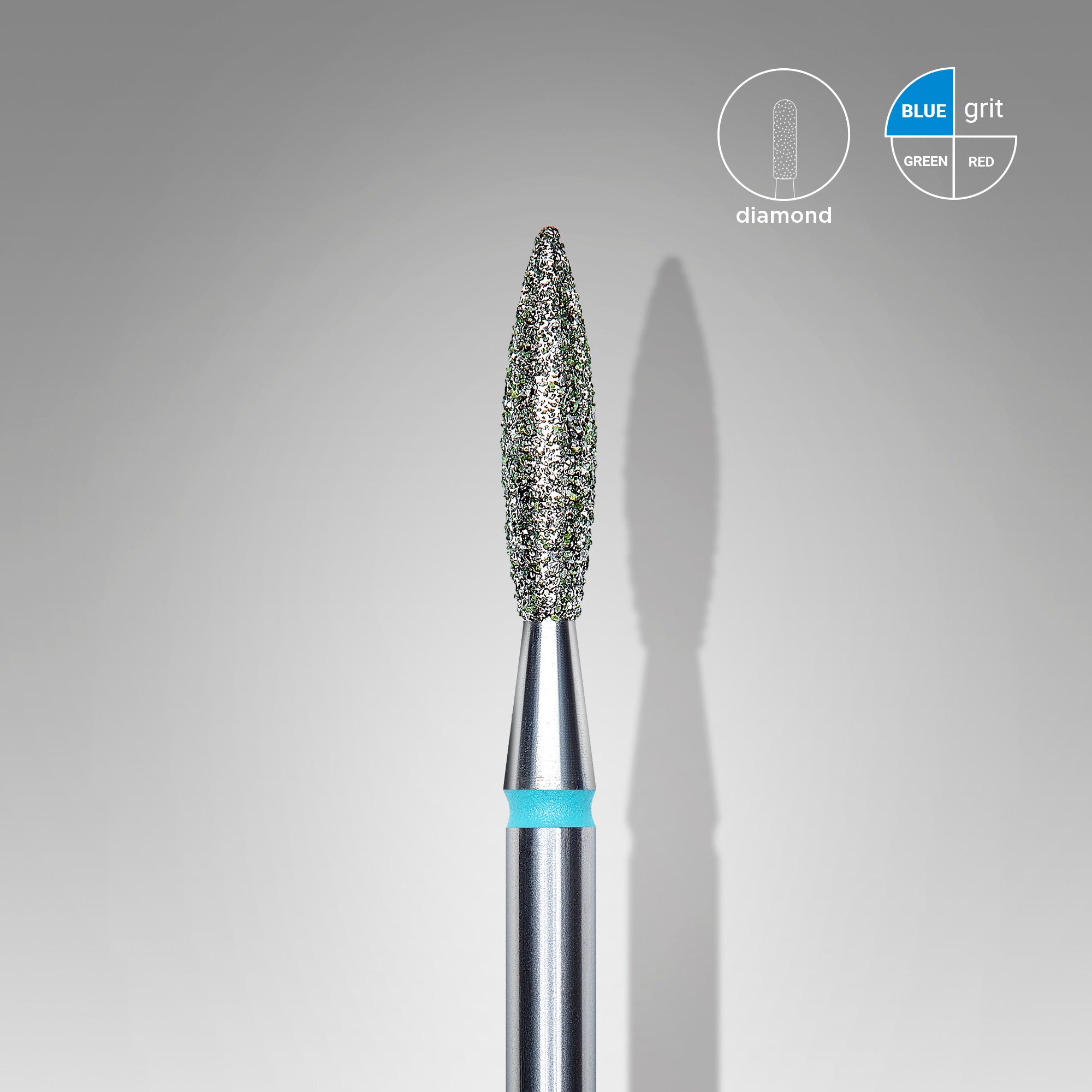 Diamond nail drill bit, "flame" , blue, head diameter 2.3 mm/ working part 10 mm image 0
